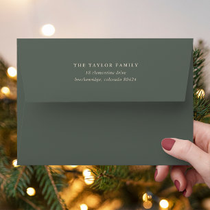 Dusty Spruce Green Holiday Return Address Envelope