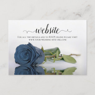 Dusty Steel Blue Grey Rose Elegant Wedding Website Enclosure Card