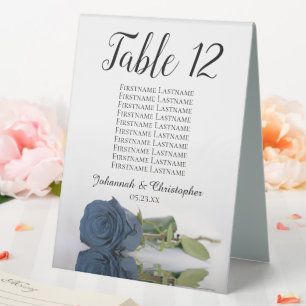 Dusty Steel Blue Rose Wedding Number Seating Chart