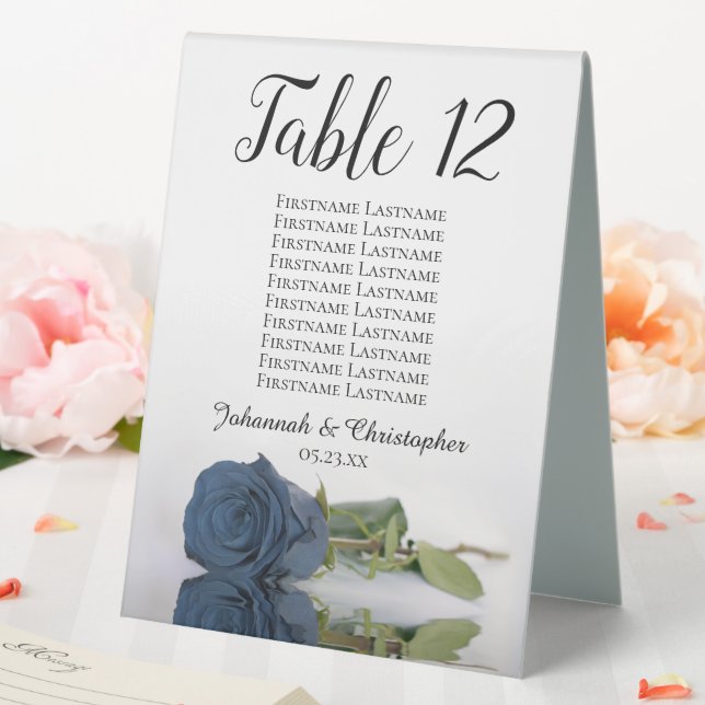 Dusty Steel Blue Rose Wedding Number Seating Chart (In SItu (Wedding))