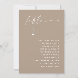 Dusty Taupe Minimalist Wedding Seating Chart Invitation