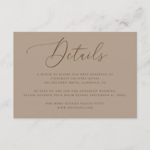Dusty Taupe Wedding Details Hotel Accommodation Enclosure Card