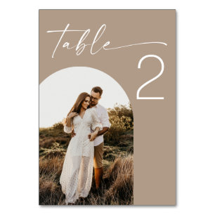 Dusty Taupe Wedding Warm Neutral Photo Modern Table Number