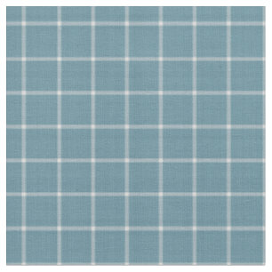Dusty Teal and White Windowpane Plaid Pattern Fabric