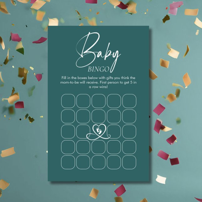 Dusty Teal Baby Shower Bingo Game Card (Creator Uploaded)
