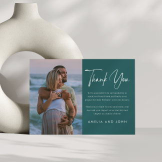 Dusty Teal Baby Shower Photo Thank You Card