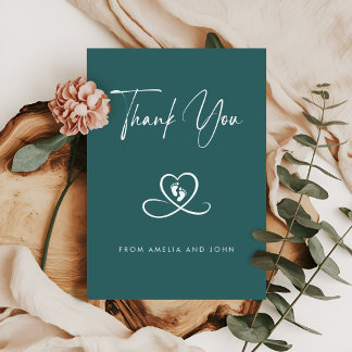 Dusty Teal Baby Shower Thank You Card