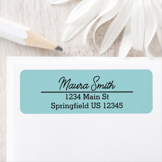 Dusty teal blue minimalist return address labels (Insitu)