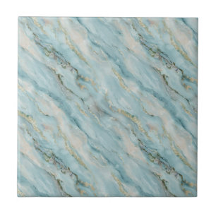 Dusty Teal Fluid Marble with Accent Textures Tile