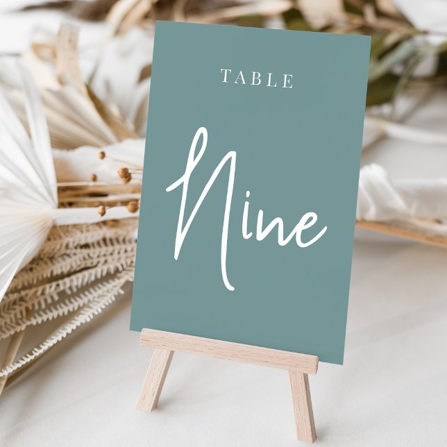 Dusty Teal Hand Scripted Table NINE Number (Creator Uploaded)