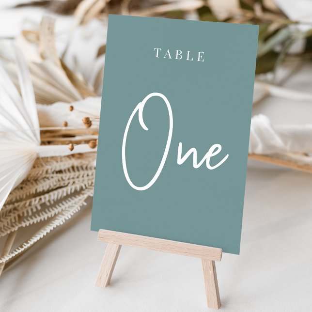 Dusty Teal Hand Scripted Table ONE Table Number (Creator Uploaded)