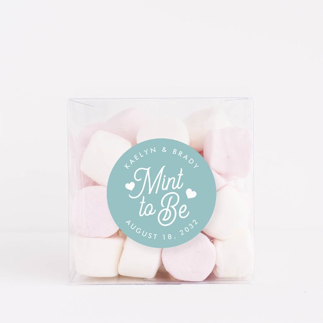 Dusty Teal | Mint to Be Personalized Wedding Favor Classic Round Sticker (Creator Uploaded)