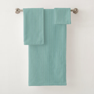 Dusty Teal Stripe Modern Vintage Aqua Blue Bath Towel Set