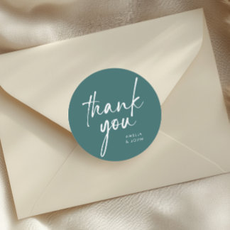 Dusty Teal Thank You Baby Shower Sticker