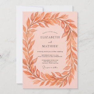 Dusty Terracotta Leafy Wedding Invitation