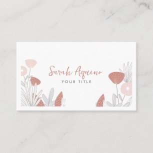 Dusty Terracotta Pink Whimsical Flowers Business Card