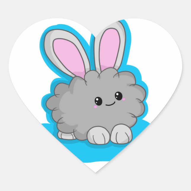 Dusty the Dust Bunny Heart Sticker (Front)