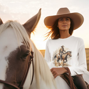 Dusty Trail Ride in Watercolor, custom  T-Shirt