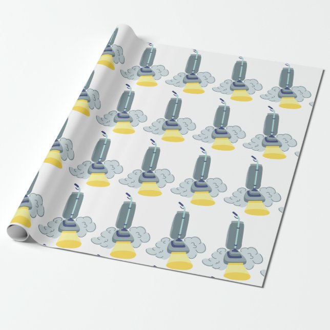 Dusty Vacuuming Wrapping Paper (Unrolled)