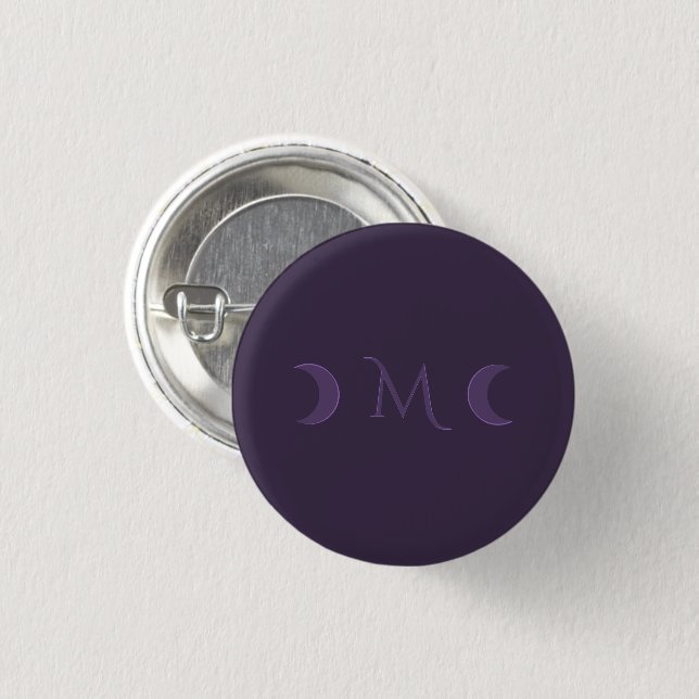 Dusty Violet Crescent Moons Monogram 3 Cm Round Badge (Front & Back)