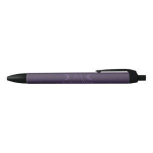 Dusty Violet Crescent Moons Monogram Black Ink Pen