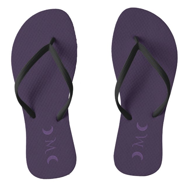 Dusty Violet Crescent Moons Monogram Flip Flops (Footbed)