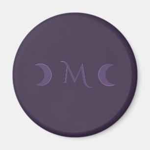 Dusty Violet Crescent Moons Monogram Magnet