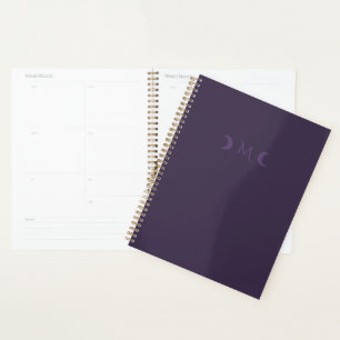 Dusty Violet Crescent Moons Monogram Planner