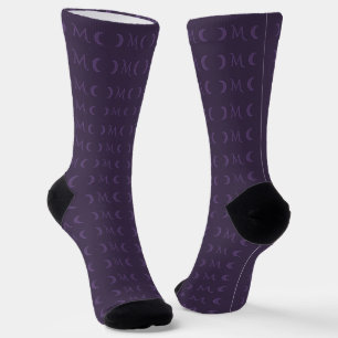 Dusty Violet Crescent Moons Monogram Socks