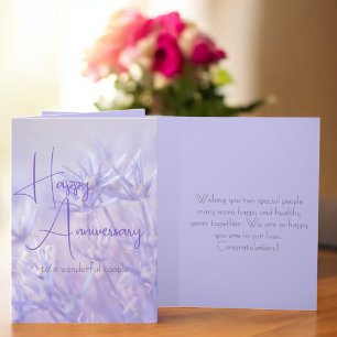 Dusty Violet Floral Background Anniversary Card