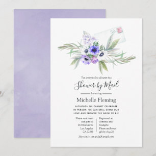 Dusty Violet Floral Bridal or Baby Shower by Mail Invitation