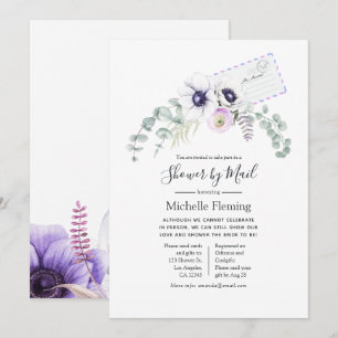 Dusty Violet Floral Bridal or Baby Shower by Mail Invitation