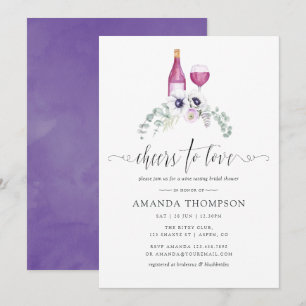 Dusty Violet Floral Bridal Shower Wine Tasting Invitation