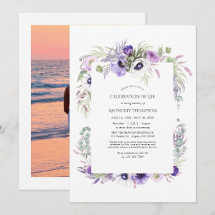 Dusty Violet Floral Celebration of Life Invitation