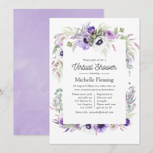 Dusty Violet Floral Virtual Baby Shower Invitation