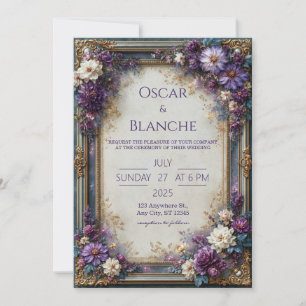 Dusty Violet Floral Wedding Invitation