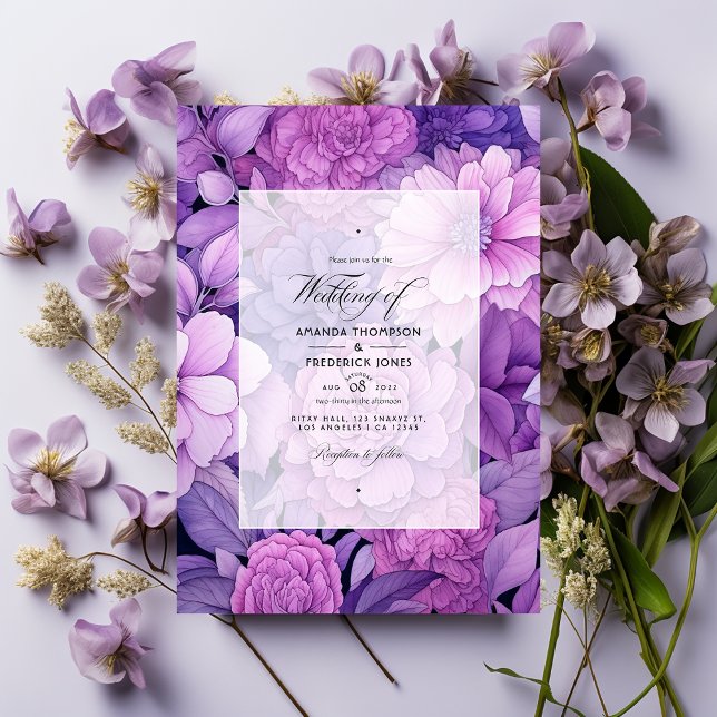 Dusty Violet  Floral Wedding Invitation (Creator Uploaded)