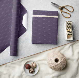 Dusty Violet Monogram Crescent Moon Pattern Wrapping Paper