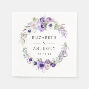 Dusty Violet Pastel Floral Wedding Napkin