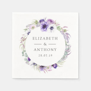 Dusty Violet Pastel Floral Wedding Napkin