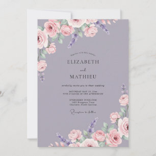 Dusty Violet Petal Wedding Invitation