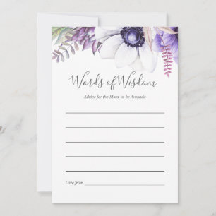Dusty Violet Watercolor Floral Baby Shower Advice