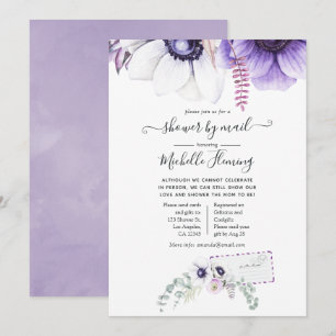 Dusty Violet Watercolor Floral Baby Shower by Mail Invitation