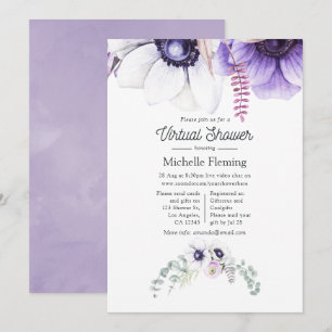 Dusty Violet Watercolor Floral Virtual Baby Shower Invitation