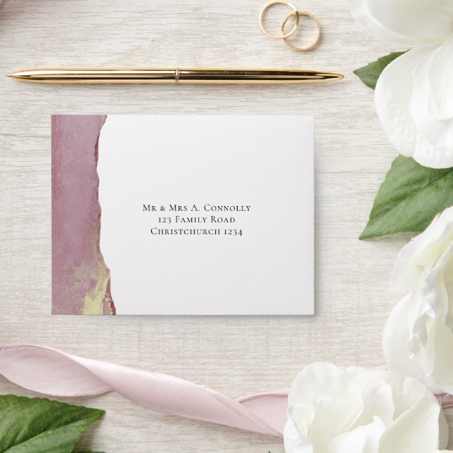 Dusty Viva Magenta RSVP Return Address Wedding  Envelope (Wedding)