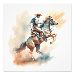 Dusty Western Watercolor “Bucking Bronco”    Photo Print