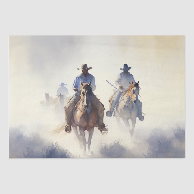 Dusty Western Watercolor “Posse - The Chase”    Tissue Paper (Front)