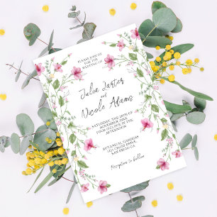 Dusty White Pink Hibiscus Bloom Wedding Shower Invitation