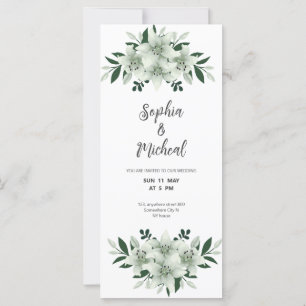 dusty whites greenery wedding card invitation