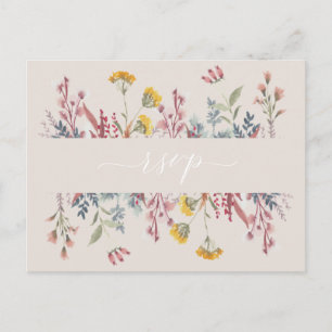 Dusty Wildflower Watercolor Meal Choice RSVP Invitation Postcard